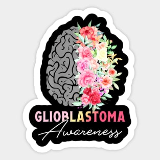 Glioblastoma Awareness Brain Cancer  Gray Sticker